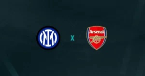 Escudos de Inter de Milão x Arsenal, que se enfrentam pela Champions League