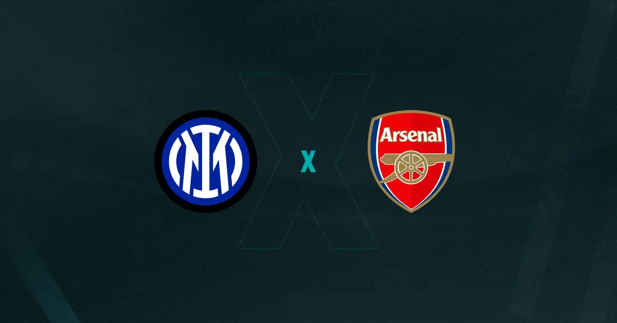 Escudos de Inter de Milão x Arsenal, que se enfrentam pela Champions League