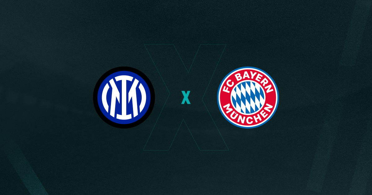 Escudos de Inter de Milão x Bayern de Munique, que se enfrentam pela Champions League