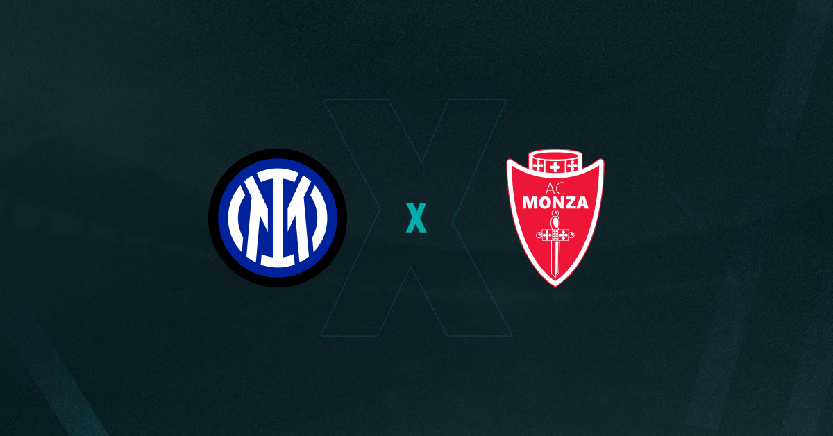 Escudos de Inter de Milão e Monza, que duelam pelo Campeonato Italiano