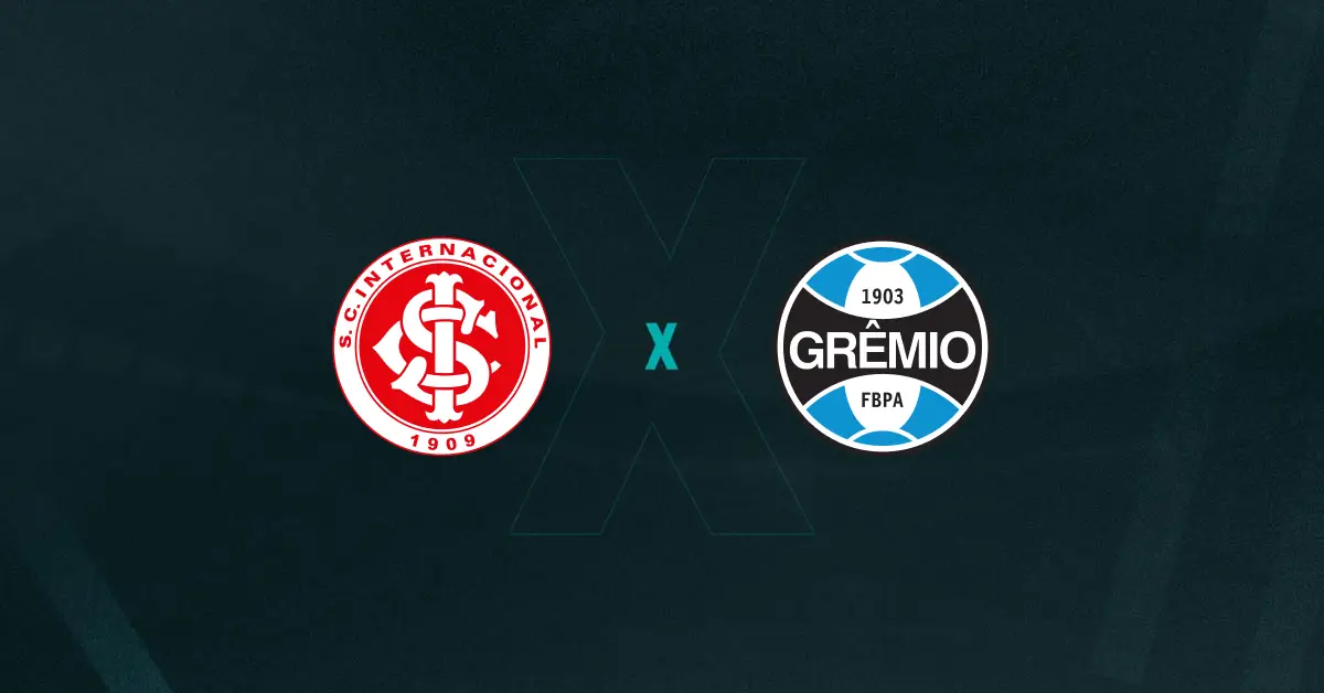 Escudos de Internacional e Grêmio, que se enfrentam pelo Gauchão