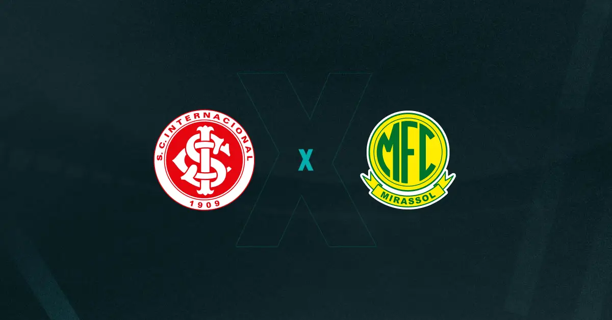 Escudos de Internacional e Mirassol, que duelam pelo Brasileirão