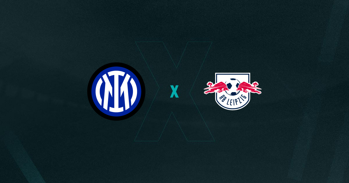 Escudos de Internazionale e RB Leipzig que se enfrentam na Champions League.