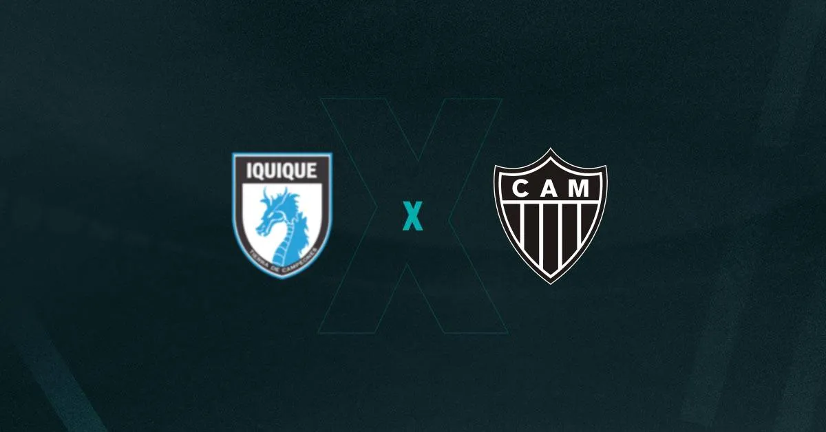 Escudos de Deportes Iquique e Atlético-MG, que duelam pela Copa Sul-Americana