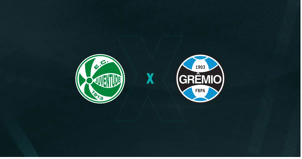 Escudos de Juventude e Grêmio, que duelam pelo Brasileirão