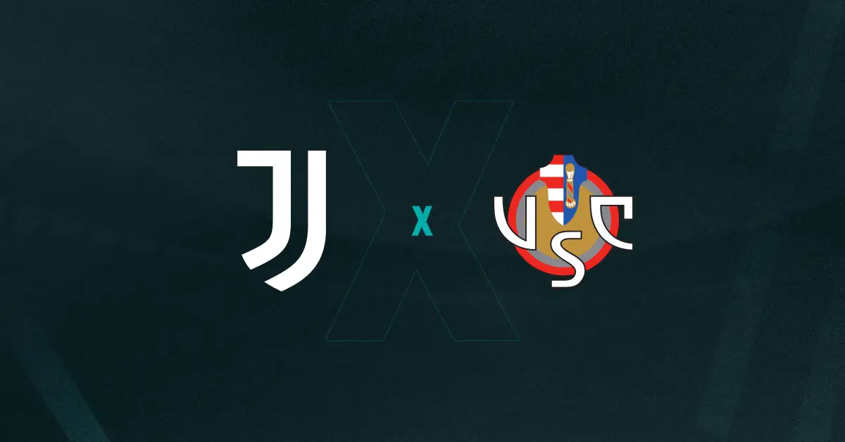 Escudos de Juventus e Cremonese, que duelam pelo Campeonato Italiano