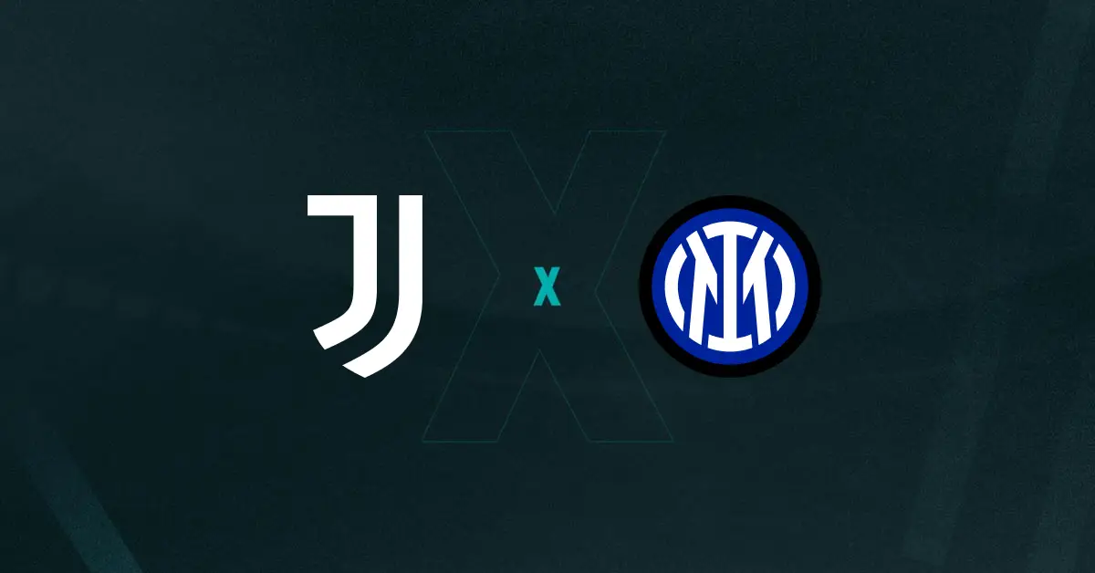 Escudos de Juventus e Inter de Milão, que se enfrentam pelo Campeonato Italiano