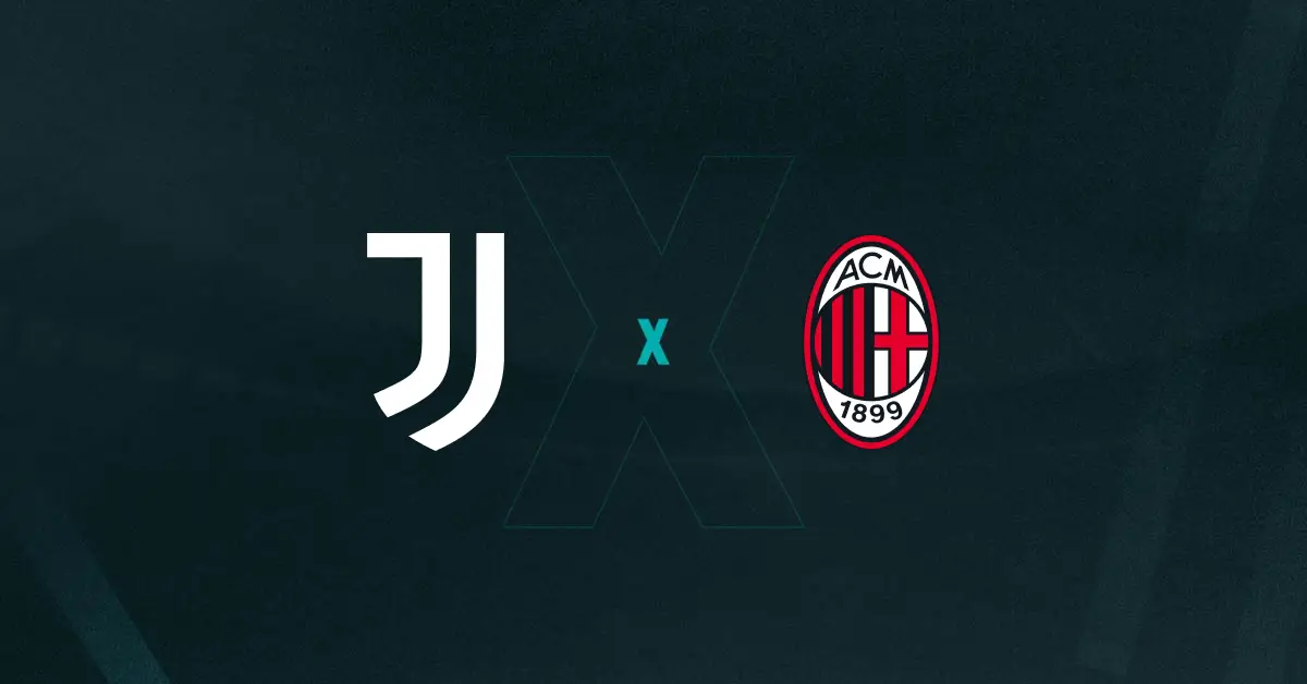Escudos de Juventus x Milan, que se enfrentam pelo Campeonato Italiano