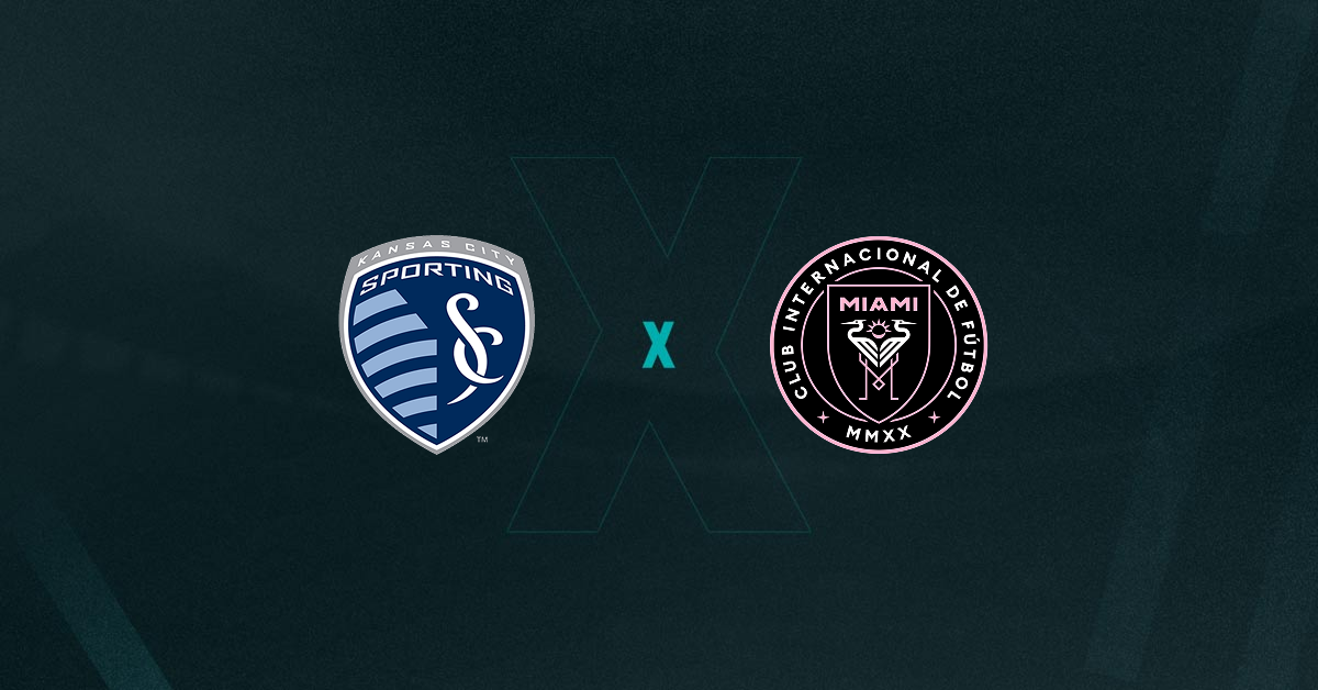 Escudos de Sporting Kansas City e Inter Miami, que duelam pela Liga dos Campeões da Concacaf