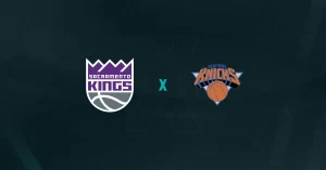 Escudos de Sacramento Kings e New York Knicks, que se enfrentam pela NBA