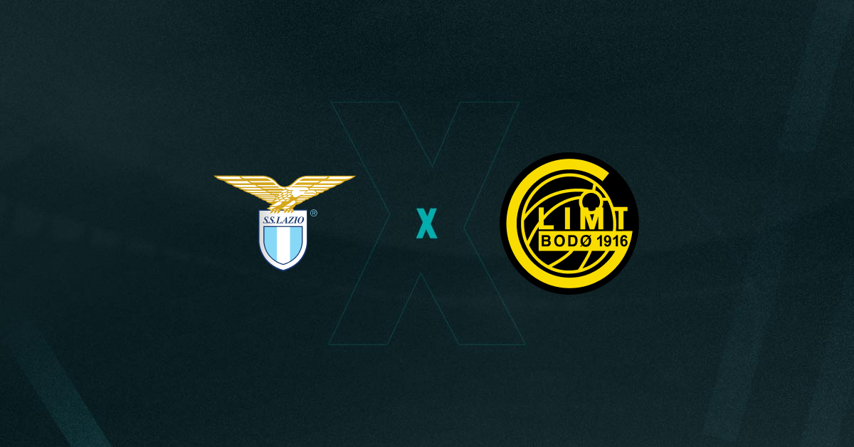 Escudos de Lazio x Bodø/Glimt, que se enfrentam pela Liga Europa