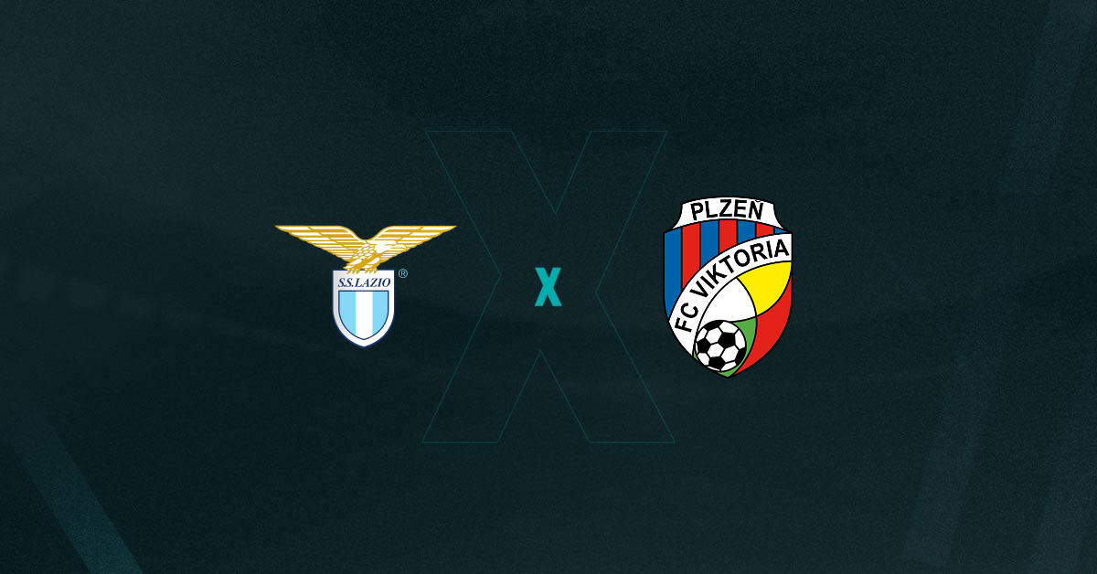 Escudos de Lazio x Plzen, que se enfrentam hoje pela Liga Europa