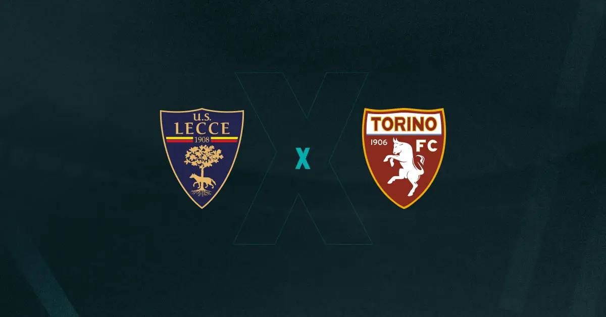 Escudos de Lecce x Torino, que se enfrentam pela Serie A Italiana