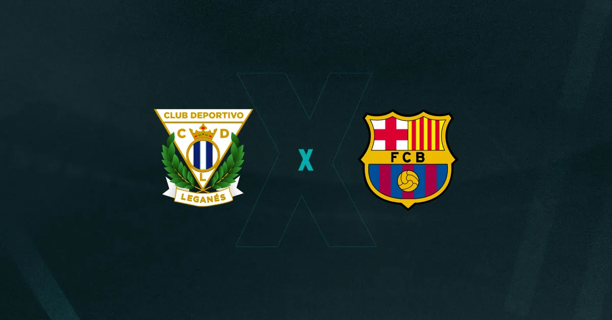 Escudos de Leganés e Barcelona, que duelam pela La Liga