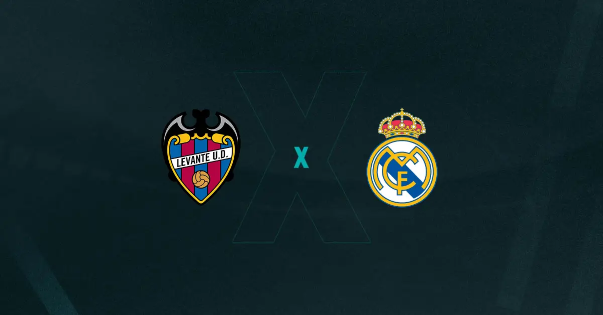 Escudos de Levante e Real Madrid, que duelam pela La Liga