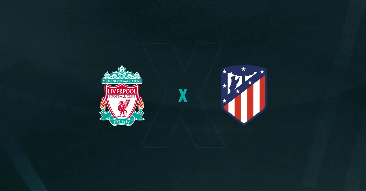 Escudos de Liverpool x Atlético de Madrid, que se enfrentam pela Champions