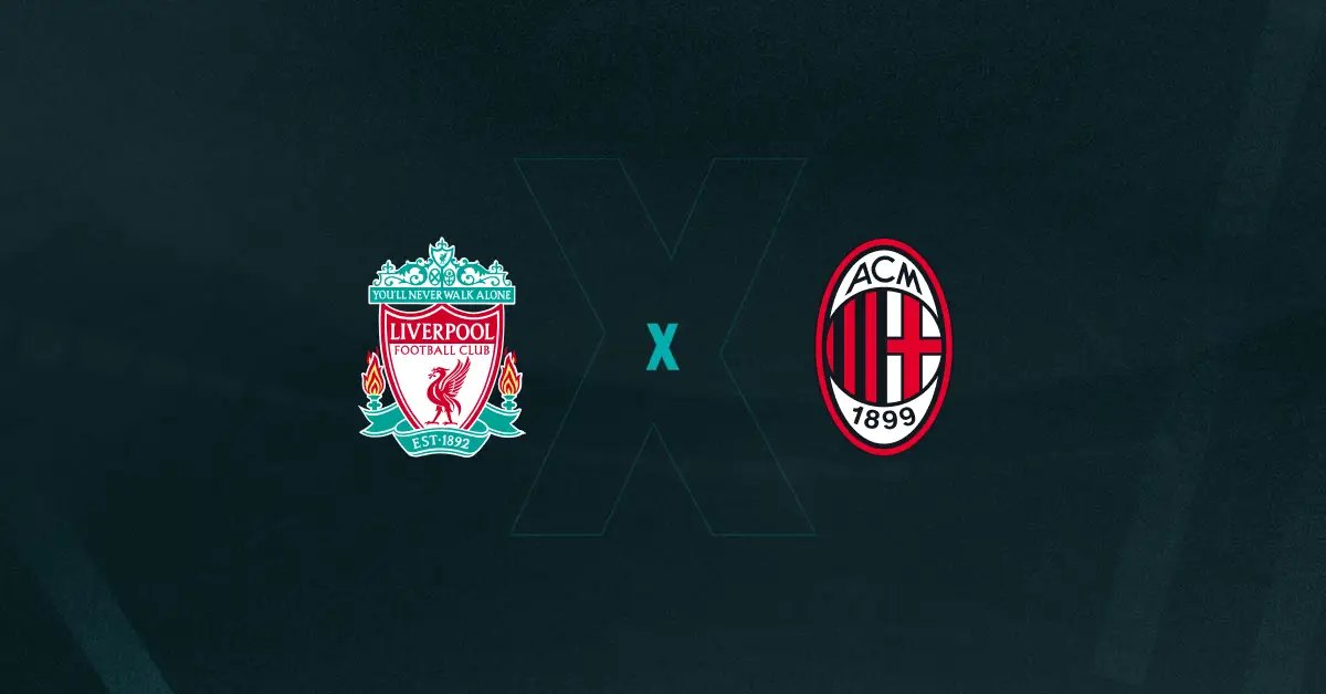 Escudos de Liverpool e Milan, que se enfrentam em amistoso internacional