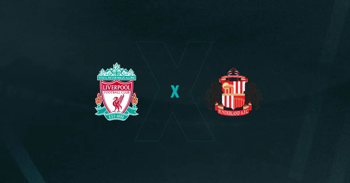 Escudos de Liverpool x Sunderland, que se enfrentam pela Premier League