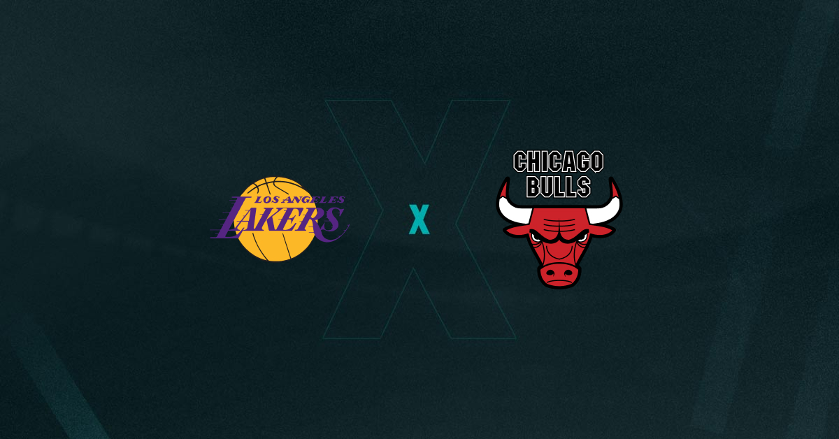 Escudos de Los Angeles Lakers x Chicago Bulls, que se enfrentam hoje em partida válida pela temporada regular da NBA 2024/25.