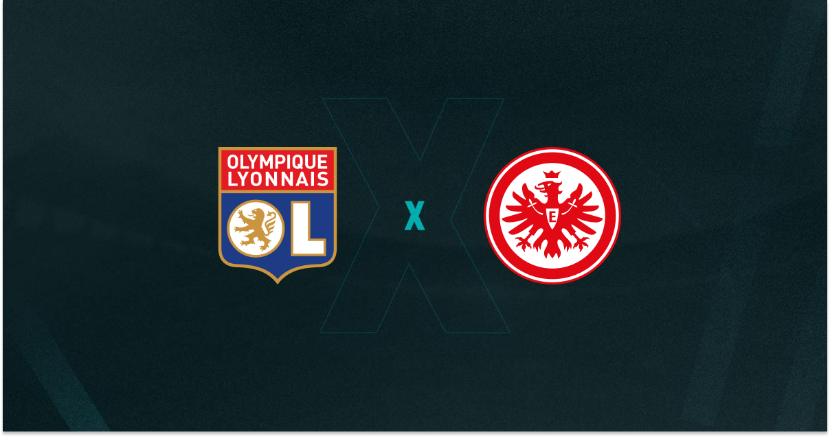 Escudos de Lyon e Eintracht Frankfurt, que duelam pela Europa League