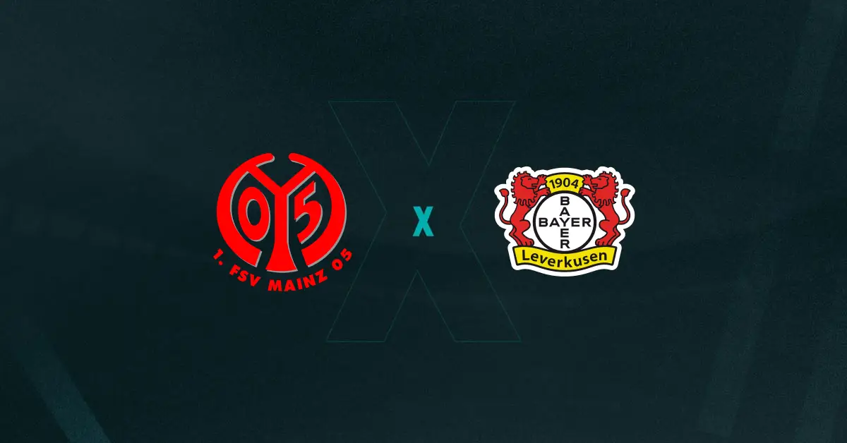 Escudos de Mainz e Bayer Leverkusen, que duelam pela Bundesliga