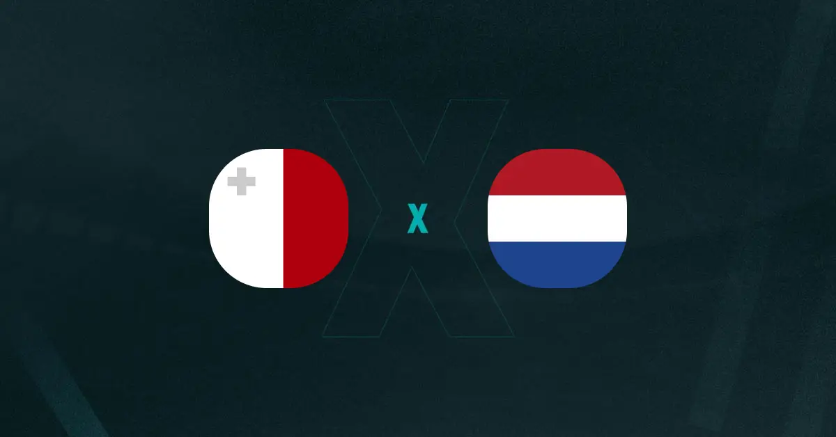 Escudos de Malta e Holanda, que se enfrentam pelas Eliminatórias Europeias