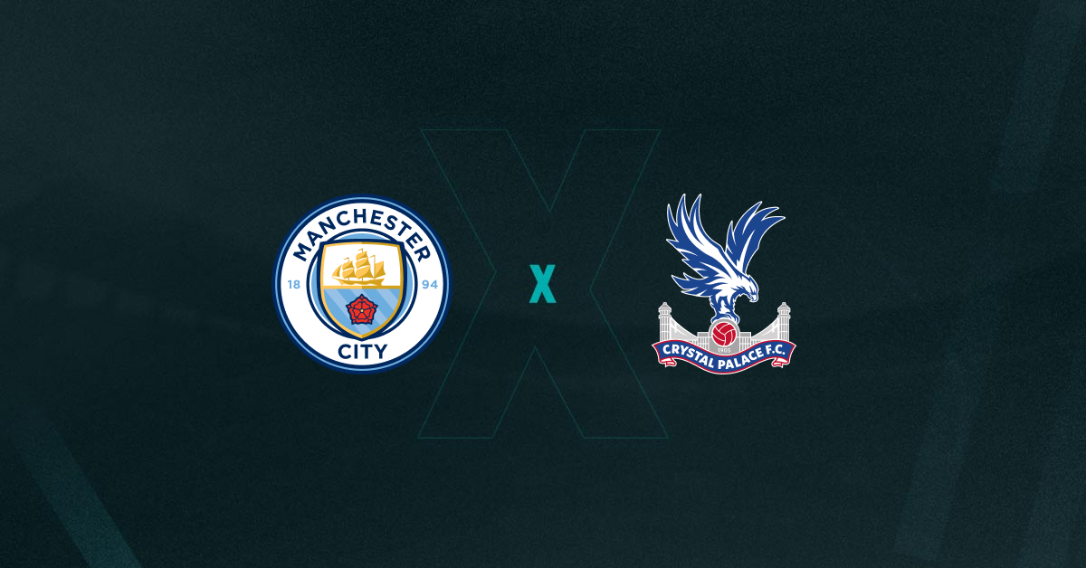 Escudos de Manchester City x Crystal Palace, que se enfrentam pela Premier League