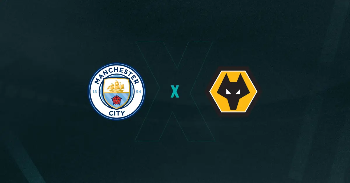 Escudos de Manchester City x Wolverhampton, que se enfrentam pela Premier League
