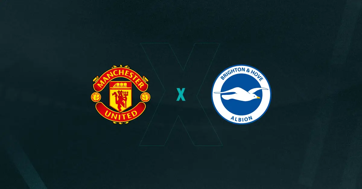 Escudos de Manchester United x Brighton, que se enfrentam pela Premier League