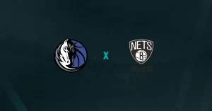 Escudos de Mavericks x Nets, que se enfrentam pela NBA