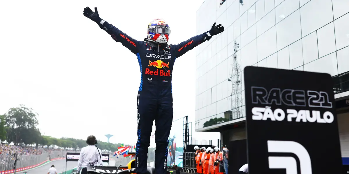 Max Verstappen, da Red Bull, celebra vitória no GP de São Paulo 2024