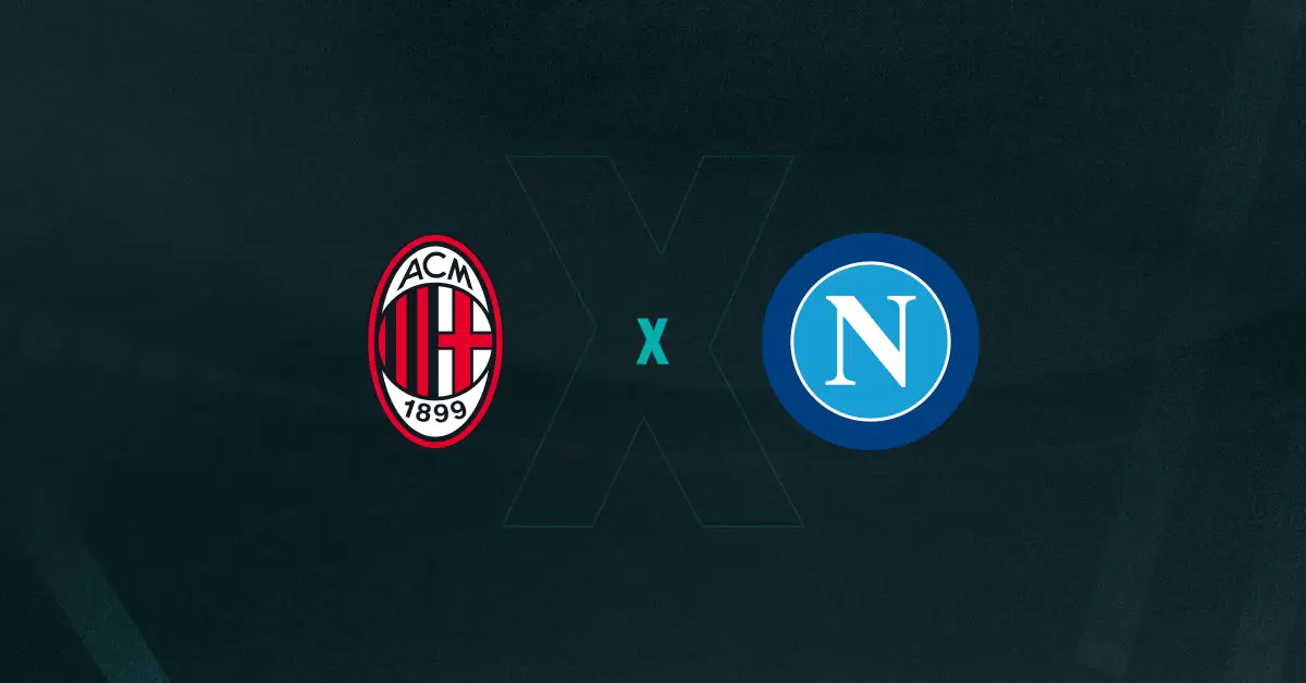 Escudos de Milan x Napoli, que se enfrentam pela Serie A