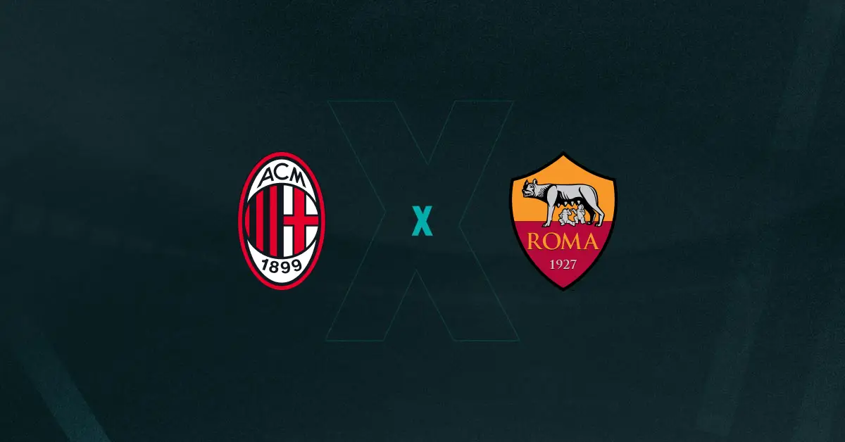 Escudos de Milan e Roma, que se enfrentam pela Serie A