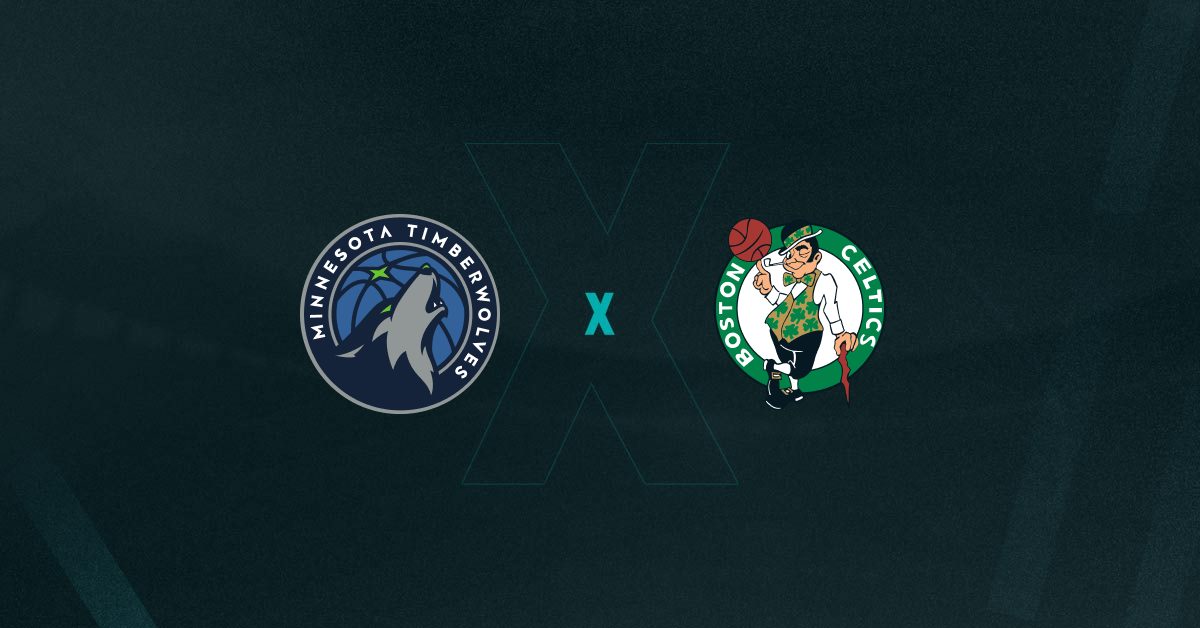 Minnesota Timberwolves e Boston Celtics jogam na partida da NBA.