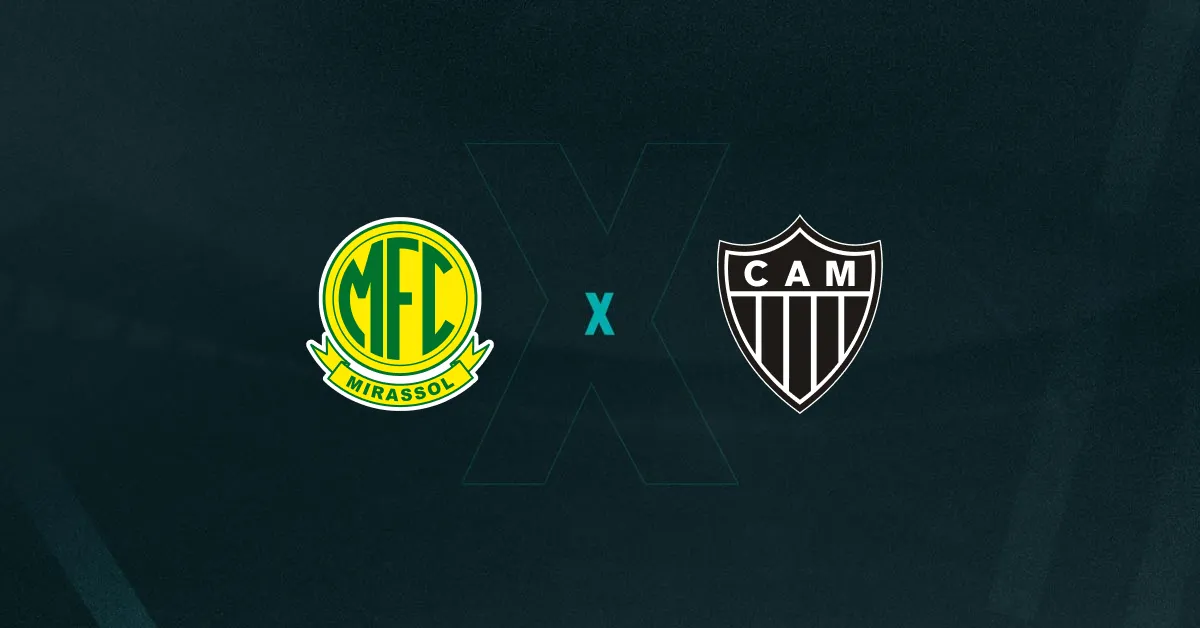 Escudos de Mirassol e Atlético-MG, que duelam pelo Brasileirão