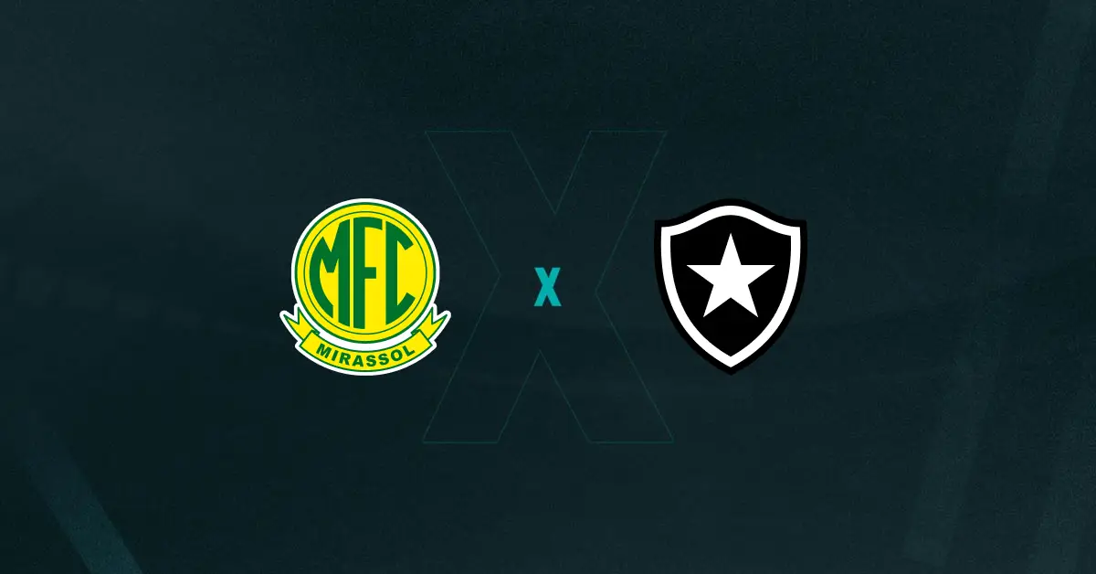 Escudos de Mirassol e Botafogo, que se enfrentam pelo Brasileirão