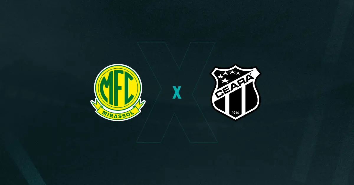 Escudos de Mirassol e Ceará, que duelam pelo Brasileirão