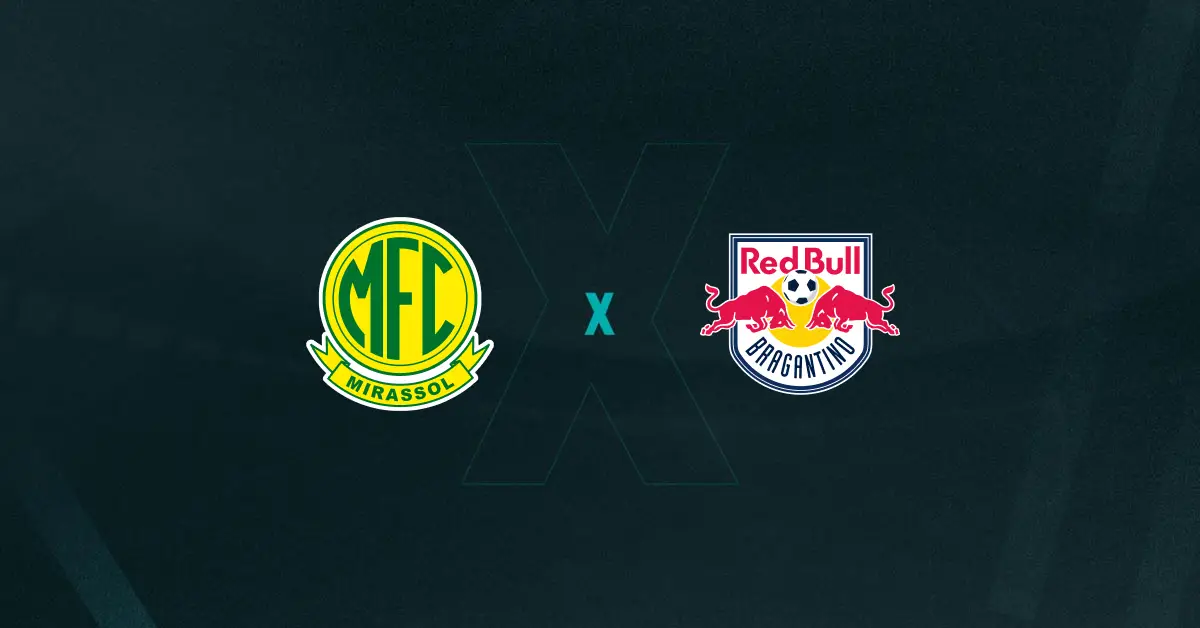 Escudos de Mirassol x RB Bragantino, que se enfrentam pelo Brasileirão