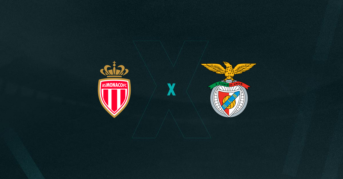 Escudos de Monaco e Benfica que se enfrentam na Champions League.