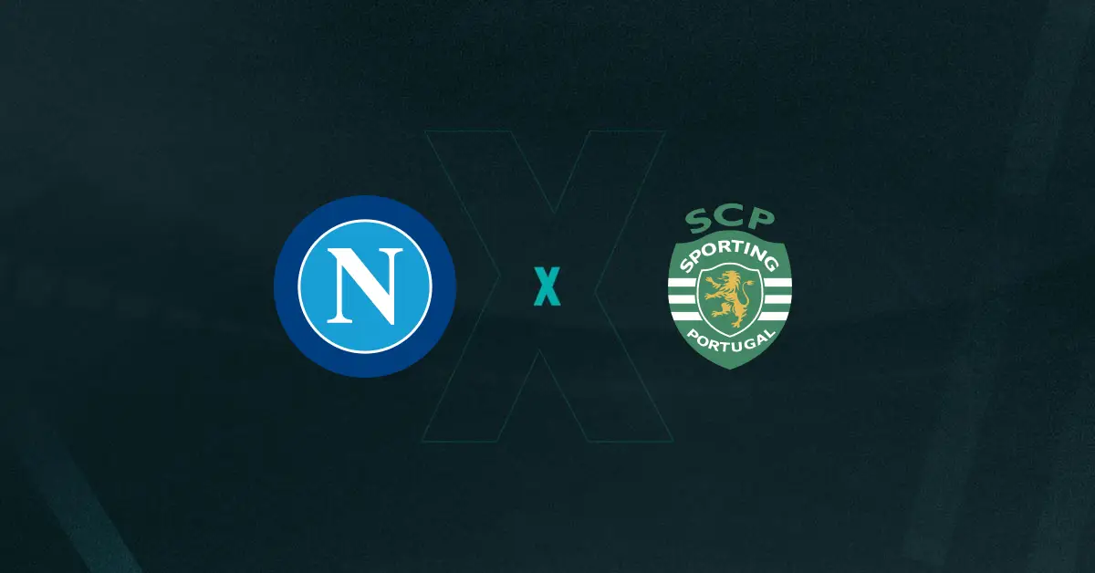 Escudos de Napoli x Sporting, que se enfrentam pela Champions League