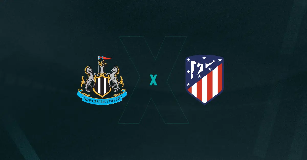 Escudos de Newcastle e Atlético de Madrid, que se enfrentam em amistoso