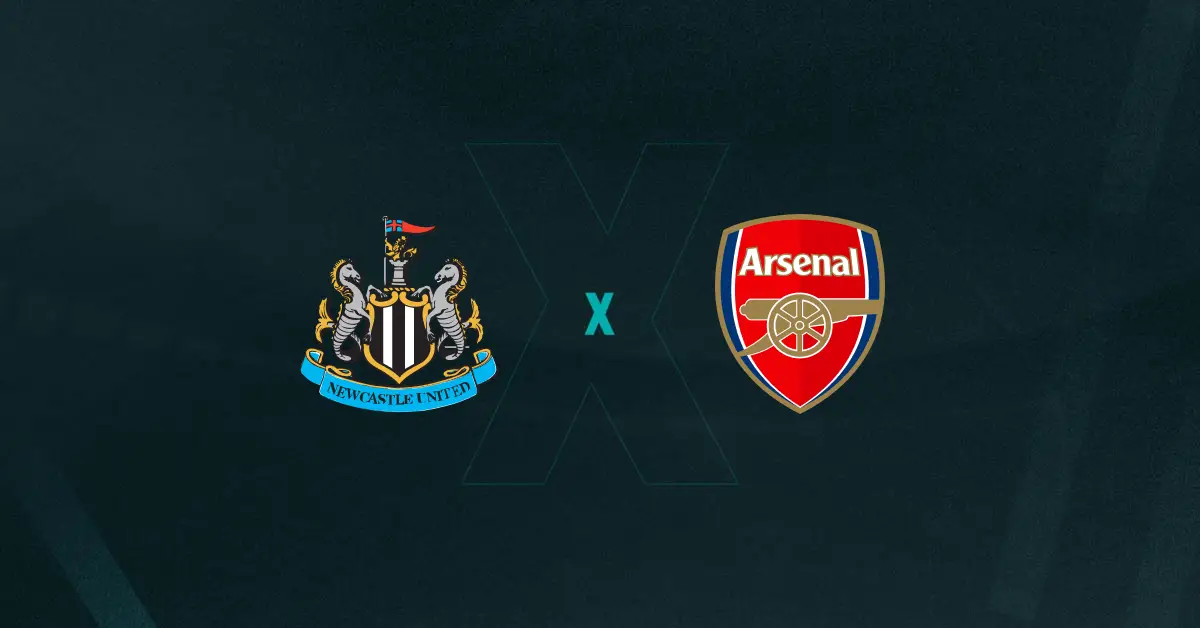 Escudos de Newcastle x Arsenal, que se enfrentam pela Premier League