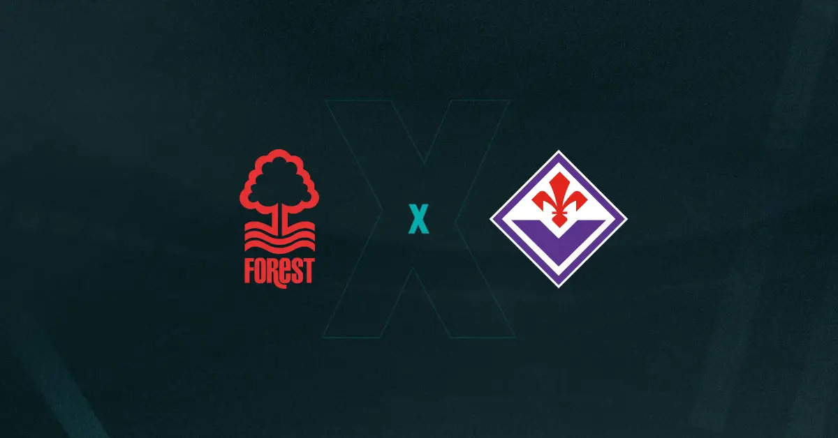 Escudos de Nottingham Forest e Fiorentina, que se enfrentam em amistoso