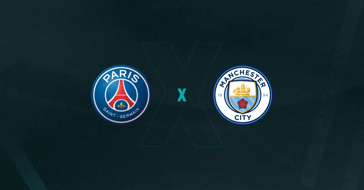 Escudos de PSG e Manchester City