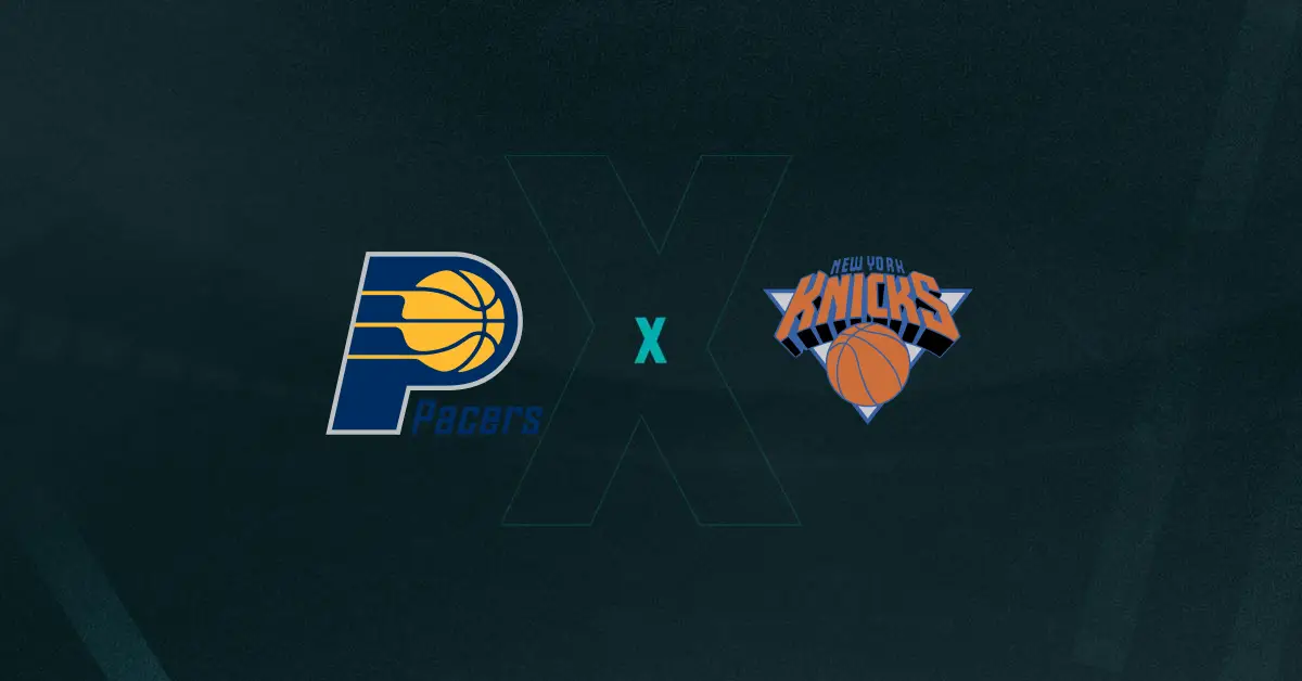 Escudos de Pacers x Knicks, que se enfrentam pela NBA hoje