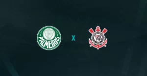 Escudos de Palmeiras e Corinthians, que se enfrentam em partida válida pela 12ª rodada do Paulistão Feminino.