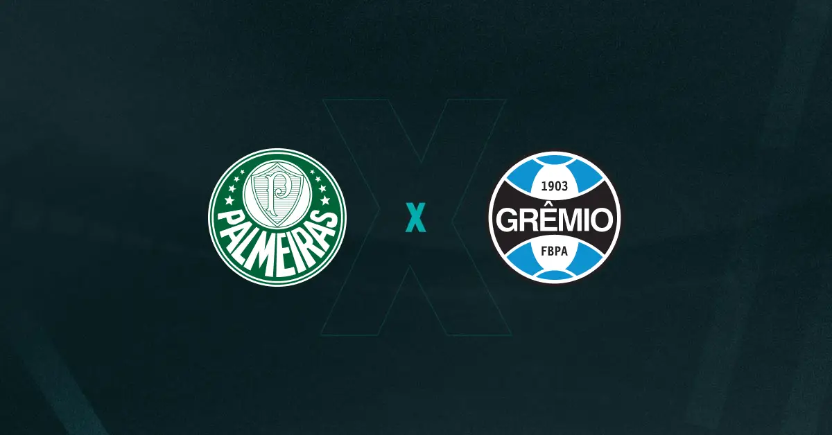 Escudos de Palmeiras e Grêmio, que duelam pelo Brasileirão