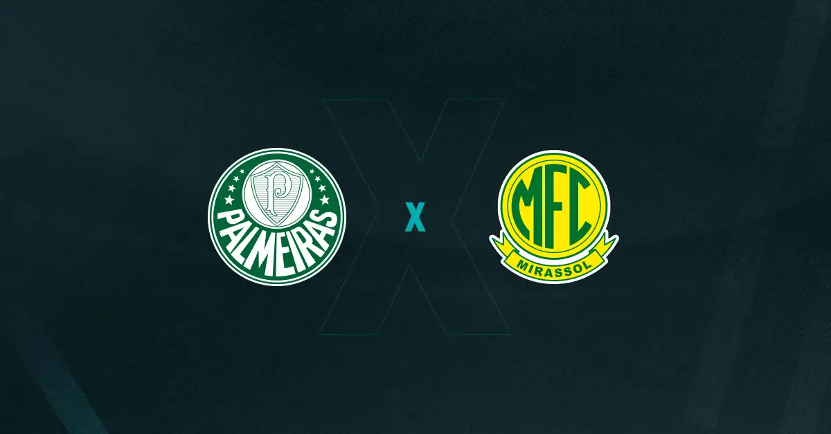 Escudos de Palmeiras x Mirassol, que se enfrentam pelo Campeonato Paulista