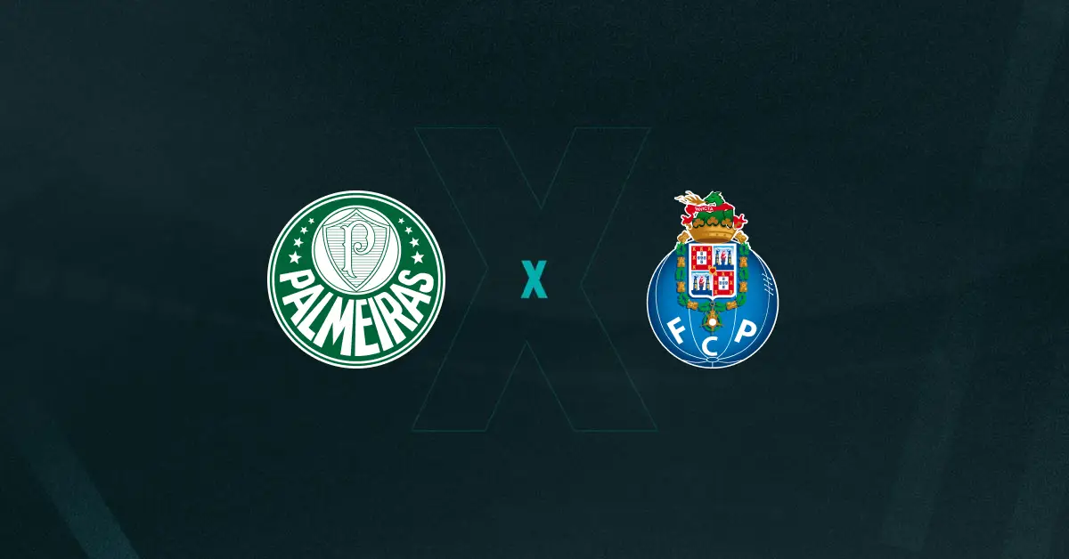 Escudos de Palmeiras e Porto, que duelam pelo Super Mundial