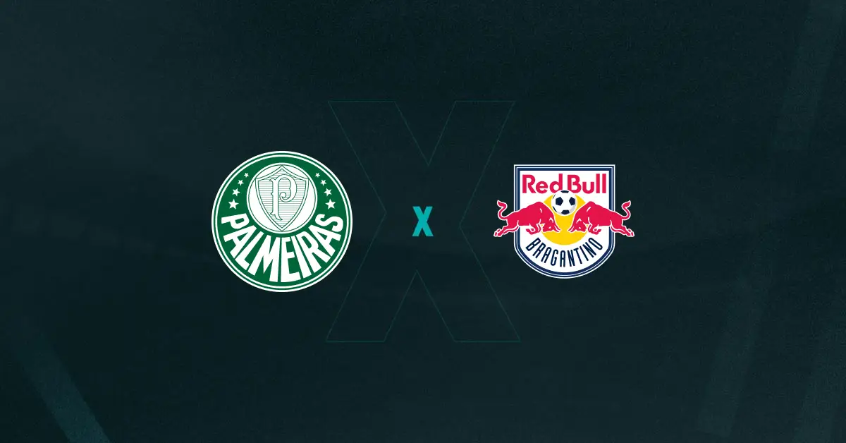 Escudos de Palmeiras e RB Bragantino, que duelam pelo Brasileirão